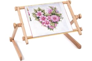 ALLABOUTEMBROIDERYUA Needlework Table and Lap Hands-Free Stand with Adjustable Frame Chaffinch Tapestry Cross Stitch Embroidery Frame Holder (Beige, 11.8" x 15.7")