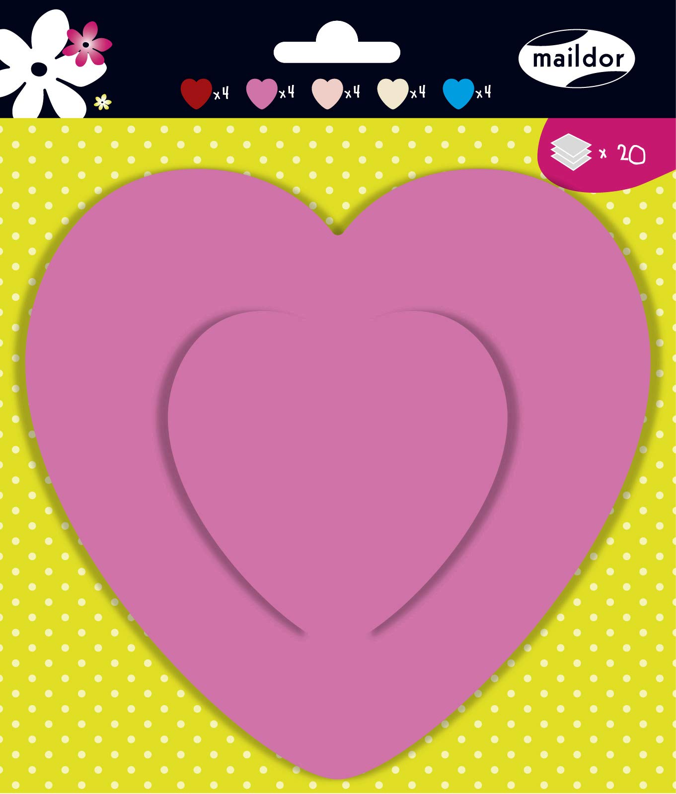 Clairefontaine 26524C - A bag of 24 pre-cut and grooved coloured shapes 16,5x17 cm 130g, Hearts theme. Children's Activity and Décor, Creative and Leisure — image 1