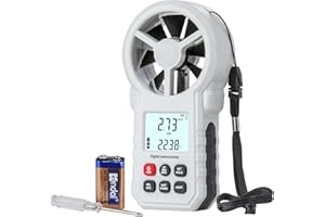 XinJiaYi Digital Anemometer, Portable Air Flow Meter, Wind Speed Meter for HVAC Vents/Shooting/Drone, Wind Gauge Air Flow Velocity Meter with Wind Temperature Gray