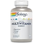 SOLARAY Spectro Energy Multivitamin for Women and Men - Cellular Energy, Digestion, Eye Health and Immune Support - w/Vitamin A, Vitamin B Complex, CoQ10, Iron, Enzymes, Lutein - 30 Serv, 120 VegCaps