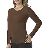 +MD Womens Long Sleeve Undershirts Tops Bamboo Viscose Round Neck Slim Fit Baselayer Soft Underscrub Light Compression