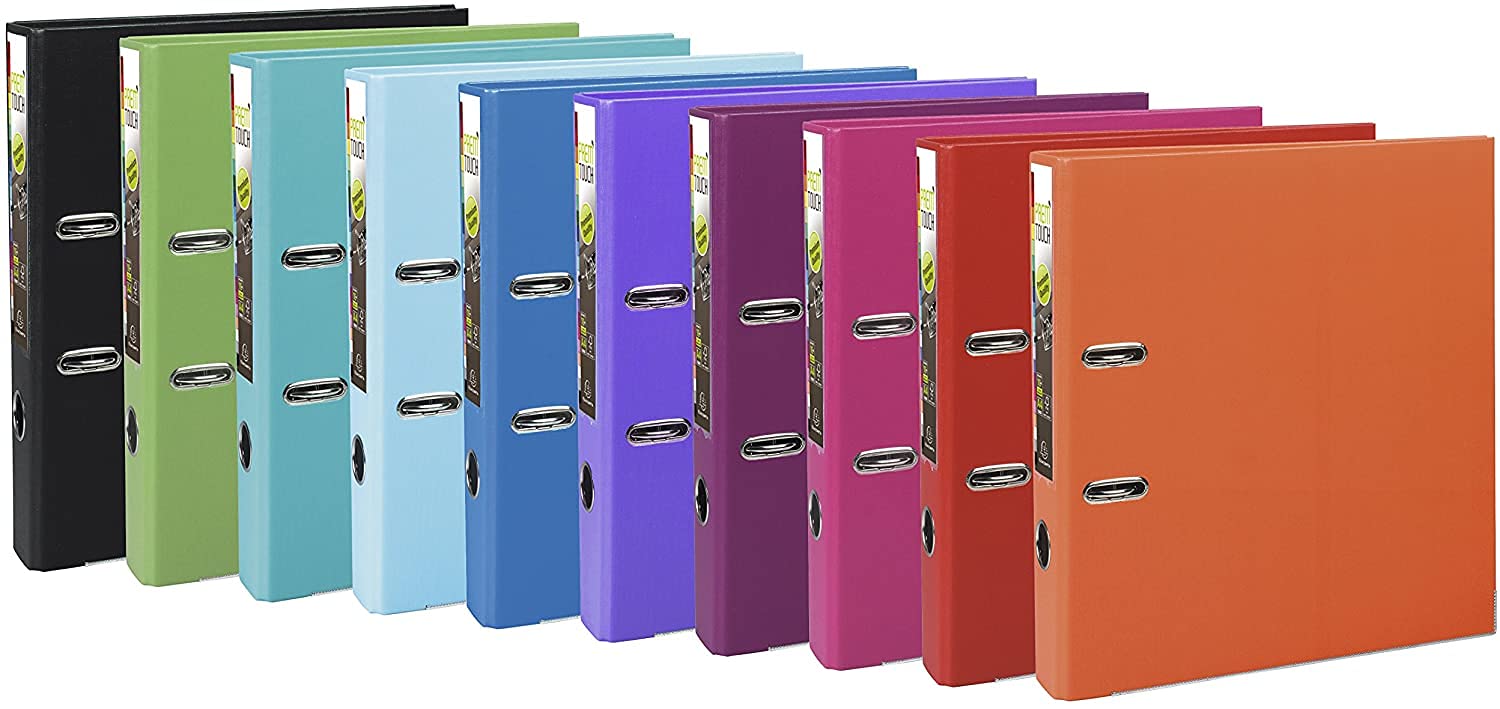 Exacompta - Ref 53244E - Prem'Touch PP Lever Arch File - 320 x 300mm in Size, 2 Rings, Can Hold A4+ Documents, 50mm Spine, 55mm Rings, FSC-Certified - Assorted Colours (Pack of 10)