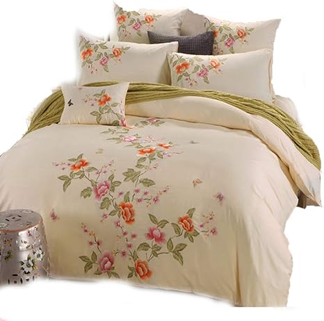 Amazon 寝具 刺繍綿布団カバーと枕カバーの4枚セット寝具キルト 1 5m 5in 寝具カバーセット オンライン通販