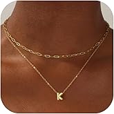 Layered Initial Necklaces for Women 14K Gold Plated Bubble A-Z Pendent Dainty Cute Choker Name Necklaces Stackable Small Initial Jewelry Gifts for Women Trendy