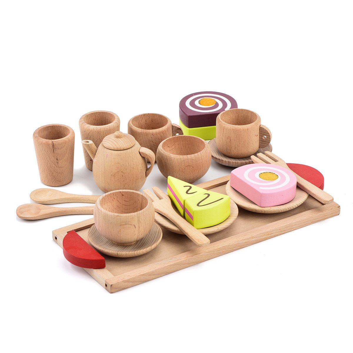 wooden toy dinner set