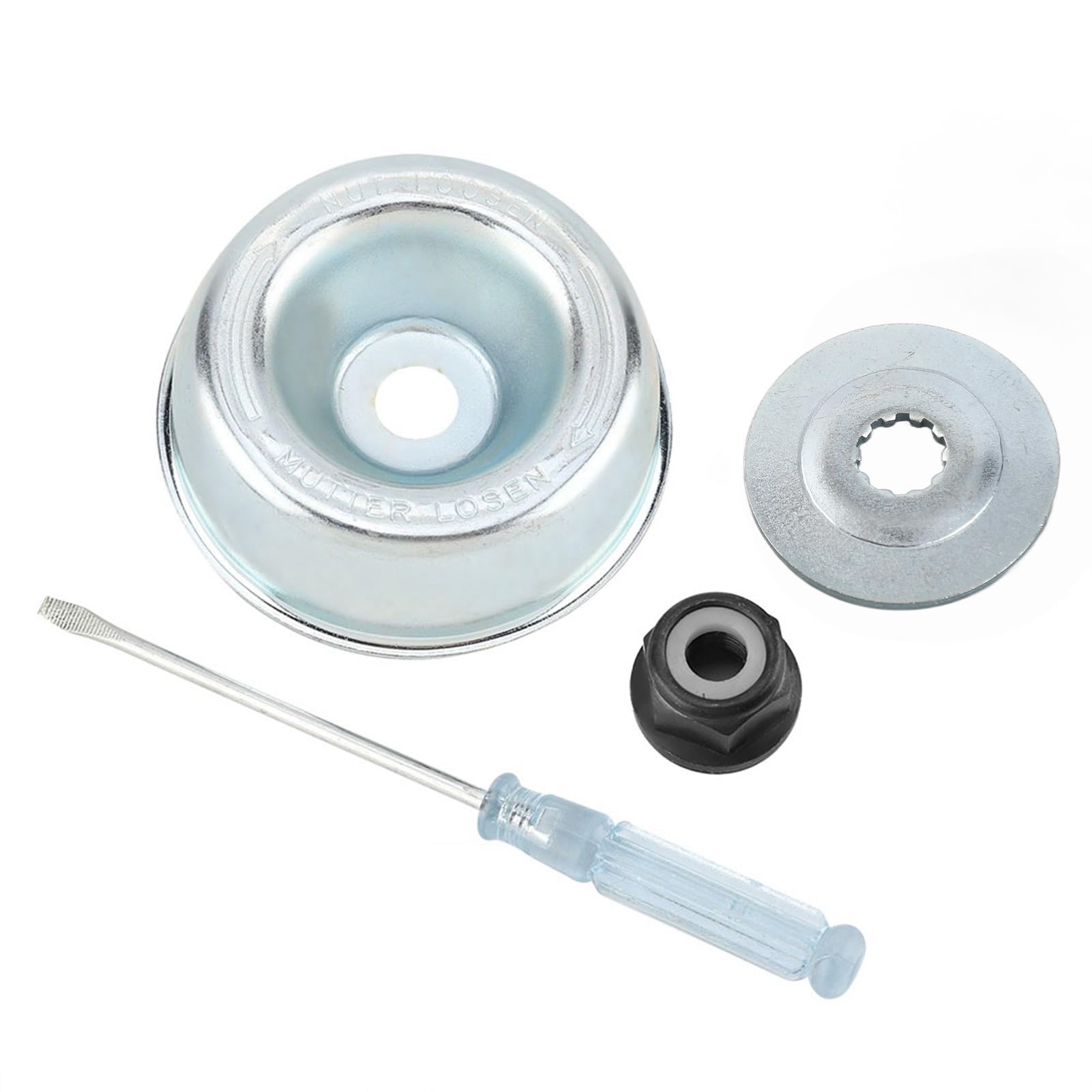 Gardening Machine Lawnmower Blade Adapter Kit-Thrust Washer Rider Plate Collar Nut Maintenance Screwdriver, Blade Adapter Attachment Maintenance Kit Fit for String Trimmers Brush Cutter