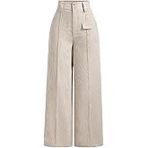Floerns Women's Corduroy High Waisted Double Buttoned Wide Leg Pants with Pocket