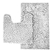 CHESEY Microfiber Non Slip Bathroom Bath Rugs Mat Set 2 Piece with Contour Toilet Mat Light Gray