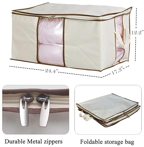 MISSLO Jumbo Zippered Storage Bags for Closet King Comforter