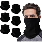 wonderCat LONDON 6 PCS Unisex Neck Warmer, Seamless Tube Balaclava, Face Cover, Face Mask, Cycling Mask, Ski Mask, Snoods Headwear (BLACK)