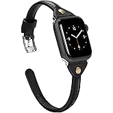 Wearlizer Slim Rivet Leather Compatible with Apple Watch Bands 41/40/38/44/45/46/49/42mm Women Men Dressy Thin Strap Wristbands Bracelet for iWatch Series 11 10 9 8 7 6 5 4 3 SE/Ultra 3 2 1