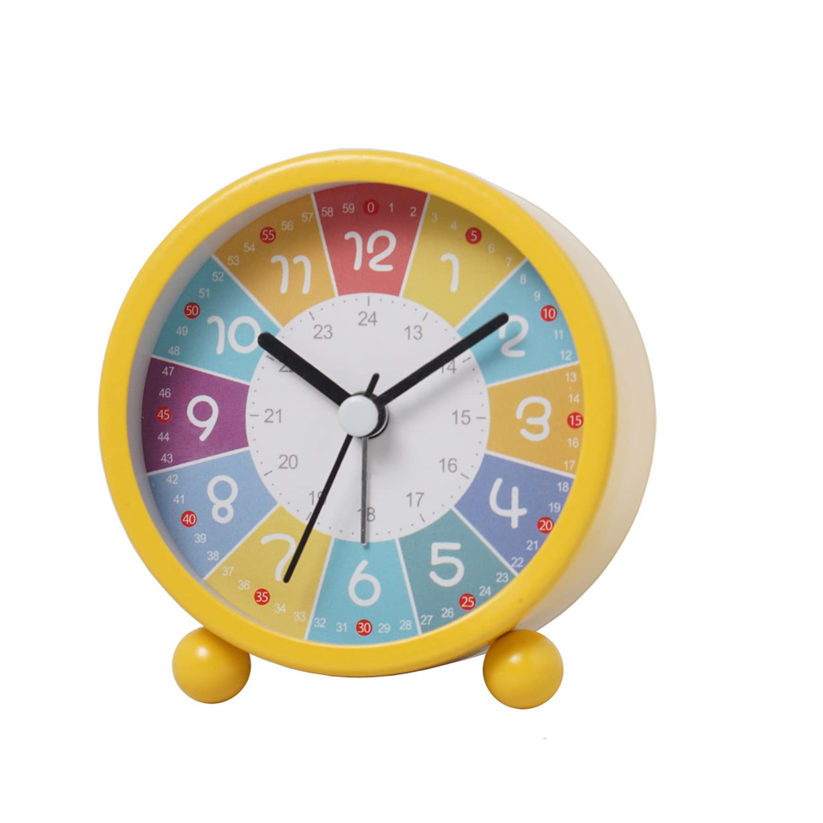 WMLBK Alarm Clock, Kids Alarm Clock, Children's Alarm Clock, Silent Non Ticking Analog Alarm Clock with Night Light, Children's Digital Learning Clock for Boys Girls Bedroom Desk Bedside (Yellow)