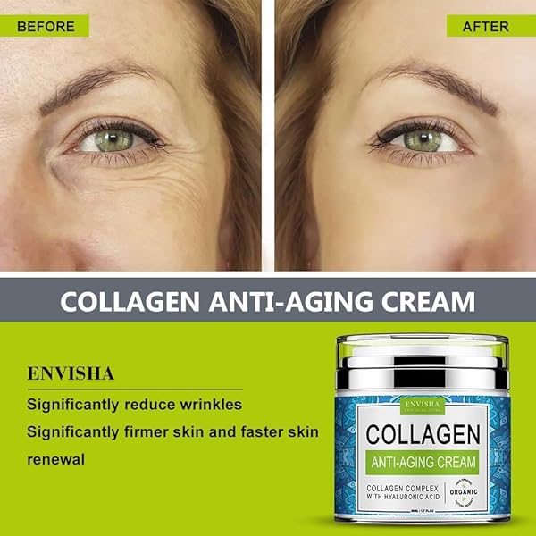 ENVISHA COLLAGEN HYALURONIC ACID ANTI-WRINKLE CREAM, MAINTAIN SMOOTH & DELICATE SKIN, REDUCE FINE LINES AND WRINKLES, ANTI-AGING DAY AND NIGHT CREAM-1.7 FLOZ