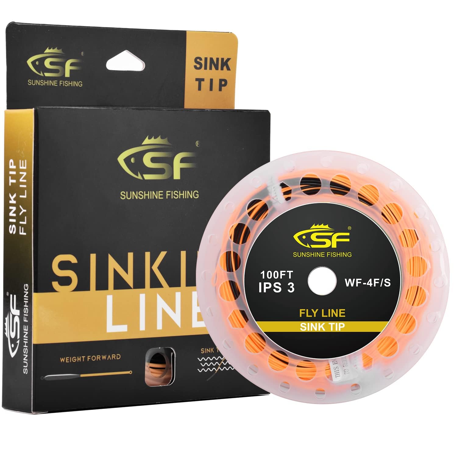 SF Sink Tip Line Fly Fishing Line Weight Forward Taper Floating Sinking Tip Line IPS3 Orange/Black WF4F/S