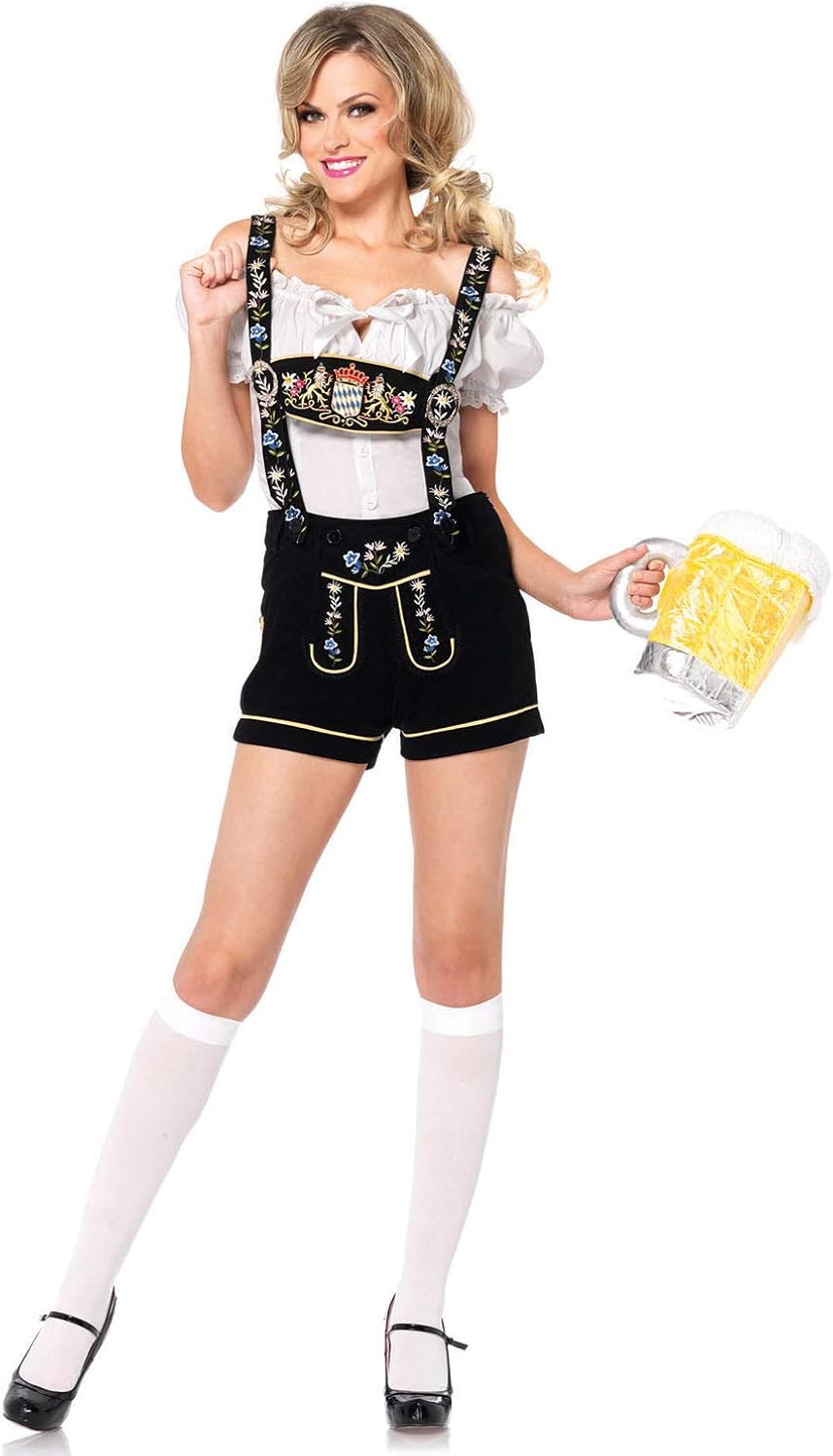 Leg Avenue Women's 2 Piece Edelweiss Lederhosen Oktoberfest Costume: Clothing