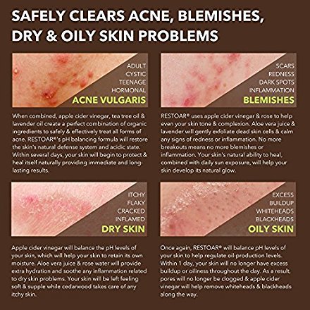 Buy Restoar 100 Organic Apple Cider Vinegar Face Toner Clears Acne Blemishes Dry Oily Skin Natural Cleanser Hydrates Skin All In One Safe For All Skin Types Balance Ph organic apple cider vinegar face toner