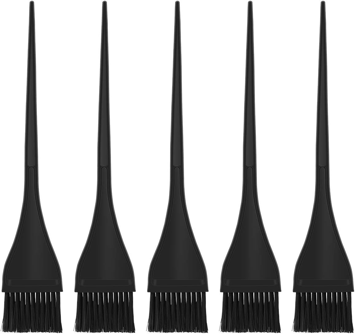 Pixnor 5 Pack Hair Dye Brushes,Handle Hair Coloring Dyeing Brush Highlight Brush Color Tint Applicator for Salon Home Use,Black: Health & Personal Care