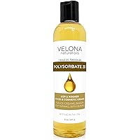 Polysorbate 20 by Velona - 8 oz | Solubilizer, Food & Cosmetic Grade | All Natural for Cooking, Skin Care and Bath Bombs | Us