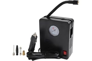 Portable Car Tire Air Pump with LED Light, 100 PSI Digital Pressure Gauge, 3 Nozzles & Fuse, for Cars, Bikes, Balls, Inflatab