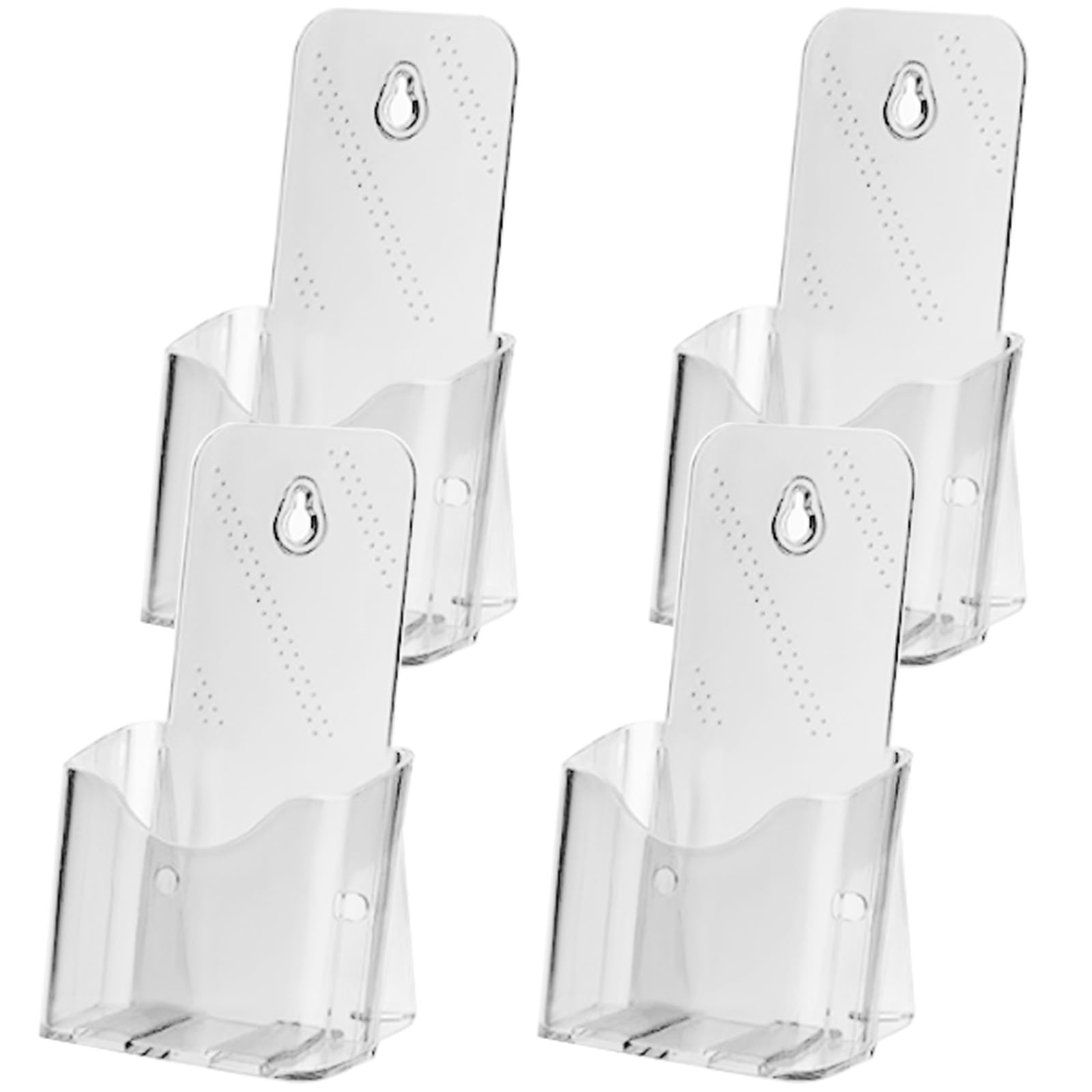 Photo 1 of porffitoy 4 Pack Acrylic Brochure Holder, Plastic Flyer Display Stand, Brochure Display Stand Clear Literature Holderfor Magazine, Pamphlet, Booklets, Menu, Journals, Business Card