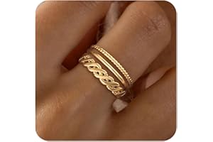 TOBENY Stackable Gold Rings for Women Non Tarnish Trendy 14K Gold Plated Stacking Cubic Zirconia Thin Thumb Ring Set Dainty Promise Wedding Bands Engagement Statement Rings for Women Size 6 7 8 9 10