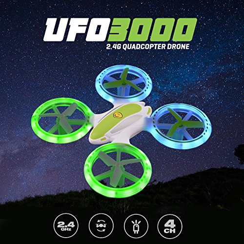 Force1 Mini Drones for Kids – UFO 3000 Small Drones for Beginners w/ 2 Kids Drone Battery Cells, Mini Quadcopter LEDs and Easy Toy Drone Remote Control - Image 3