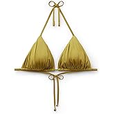 CALZEDONIA Woman's Removable Padding Triangle Swimsuit Top Shiny Satin