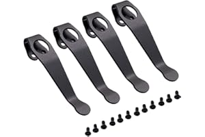 4 pack Titanium Deep Carry Pocket Clip for Spyderco C81/C10/C11/Paramilitary 2-2.09" Black 3-Hole Design w/Screws