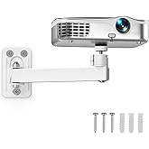 BAISHUN Projector Stand, Projector Wall Mount with 1/4-Inch Thread, White | 360-Degree Rotation, Adjustable Tilt &amp; Swivel, Foldable, Easy Setup Compatible with Most Projectors for Home, Office