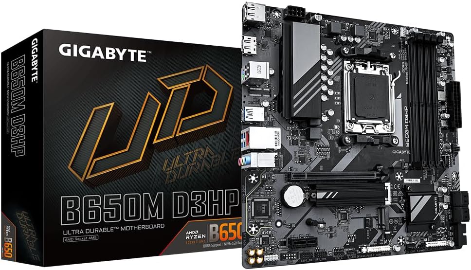 Gigabyte B650M D3HP Motherboard AMD Ryzen 7000 DDR5 7600MHz PCIe 4.0 M.2 2.5GbE