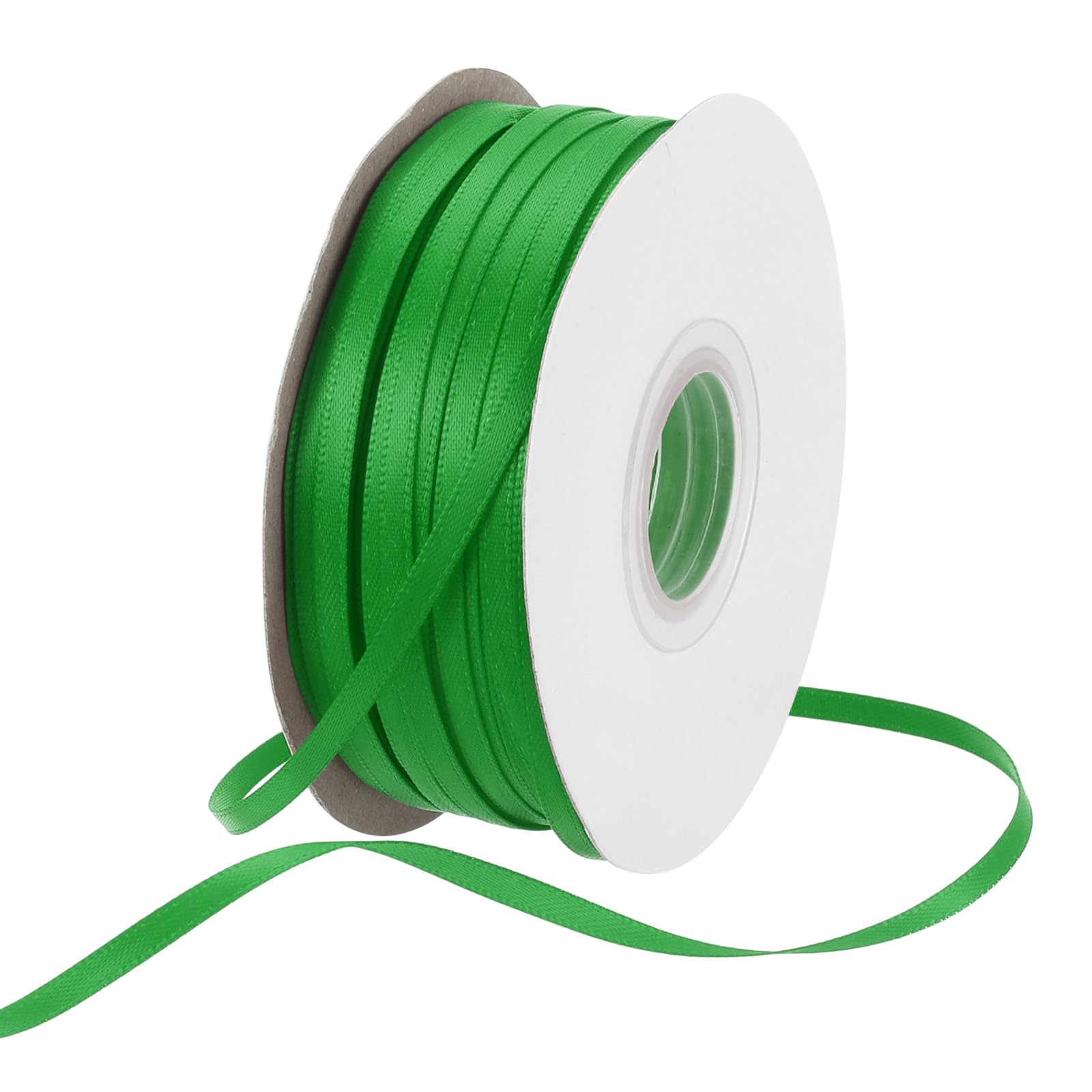 Rebower 3mm Satin Ribbon 91m Thick Double Face Grosgrain Silk Ribbon, [for Gift Wrapping, Hair Bows, Wedding, Cake, Flower] - 100 Yard/300ft/ Green