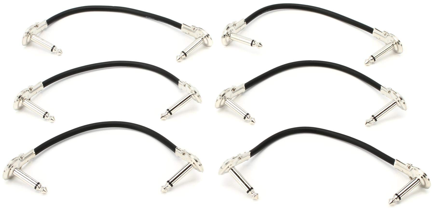 Hosa IRG-600.5 Low-Profile Right Angle Guitar Patch Cable, 6 Inch (6 Pieces), Black
