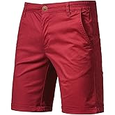 Oymyakon Men's Stretch Chino Short Slim Fit 10" Inseam Flat Front Shorts Summer Cotton Casual Shorts with Pocket