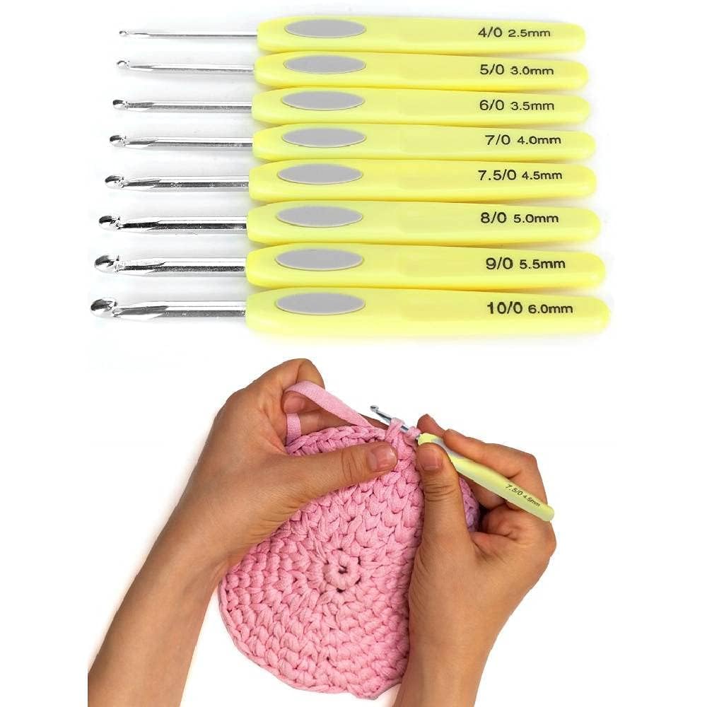 8Pcs 2.5mm - 6.0mm Crochet Hooks Ergonomic Handle Crochet Hooks Knitting Needles Set Crochet Hook Knit Needle GiftCrochet Hook Set Knitting Tools
