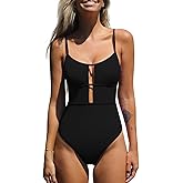 CUPSHE Women's One Piece Swimsuit Scoop Neck Adjustable Straps Cutout Back Self Tie Bathing Suit