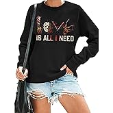 RFBIQI Halloween Horror Movies Sweatshirt Womens Halloween Squad Shirt Spooky Season Pullovers Scary Graphic Long Sleeve Tops