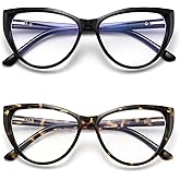 TEAPLMTT 2 Pack Cat Eye Blue Light Blocking Glasses for Women Trendy TR90 Frame Anti Blue Ray Eyesatrain Computer Eyeglasses