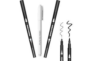 HERBEKLAB Edible Markers 3Pcs Black & White Food Coloring Pens – Double-Sided Fine & Thick Tips Edible Food Pens for Cookie Decorating, Fondant, Cakes, Desserts, Easter Eggs