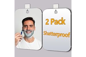 quegau 2 Pack Shower Mirror for Shaving, Shower Mirror for Shaving Men(Lager 10 x 7 Inch); Small Wall Mirrors for Showers, Shatterproof Plexiglass Makeup Mirrior, Travel Camping Showers Mirrors