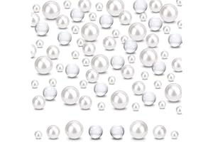 Suream 250PCS Floating Beads for Centerpiece, Artificial No Hole White Vase Pearls and 2300PCS Water Gel Bead for Valentine's Day Candle, Wedding, Birthday, Brushes Holder, Multipurpose Use 8/14/20mm