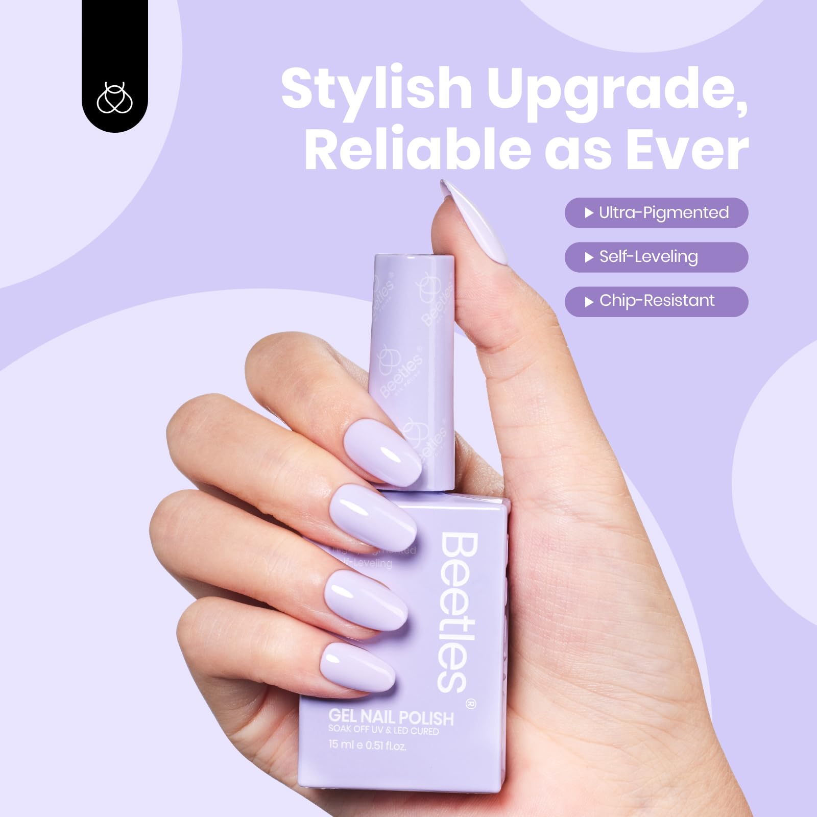 Beetles Purple Gel Nail Polish, Lavender Spring Gel Nail Polish 1Pcs 15ml High Gloss Soak Off Gel Polish Nail Art Manicure Salon - Image 7