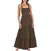 ANRABESS Women's Summer Casual Long Maxi Beach Vacation Dresses Sleeveless Square Neck Flowy Tiered Sun Dress with Pockets