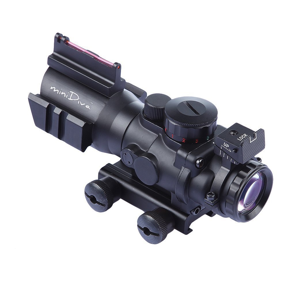 Minidiva® 4x32 mm Tactical Scope with Red Green Blue 3 Brightness Fibre Optic Scope