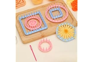 Flower Knitting Looms Kit, Frame Looms, DIY Yarn Flower Maker Weaver Tool Set, Gift for Beginners and Experts (Pink, Blue, Or