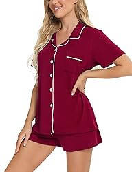 SWOMOG Womens Button Down Pajamas Set Short Sleeve