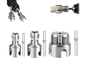 Pipe Tapping and Threading Tool, 1/2'' and 3/4'' Electric Drill Threader, Integrated Internal & External PVC Pipe Thread Cutt