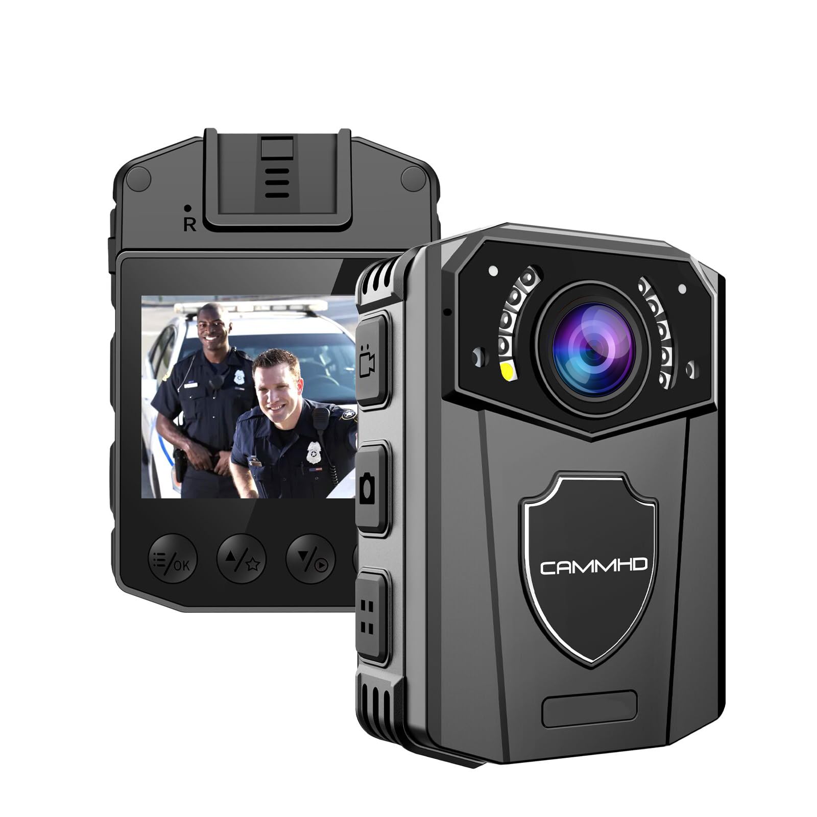 CAMMHD Z3-64G 2K/1440P Body Camera with Ultra Infrared Night Vision,Data-encrypt Wearable Body Cam with 2pcs 360°Rotatable Clips,Bodycam for Police, Law Enforcement