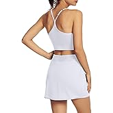 M MOTEEPI Two Piece Tennis Skirt Sets Athletic 2 Piece Workout Sets for Women with Pockets
