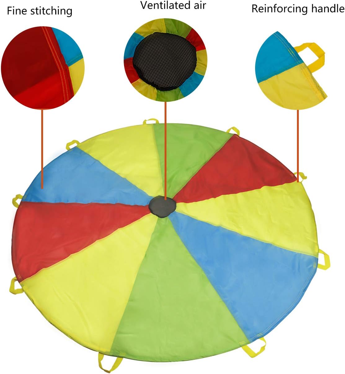 Multicolored Parachute for Kids,Kids Play Parachute for Indoor Outdoor