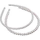 Aoxmas 2 Pack Pearl Headbands for Women – Simple Design Hair Accessories for Wedding, Party, Bridal, Birthday Gift